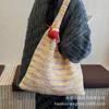 Knitted bag women's large capacity 2025 new autumn and winter versatile shoulder woven shopping bag leisure commuter tote bag