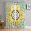 Modern Sunflower Mandala Tulle Window Curtains Living Room Bedroom Voile Drapes Decoration Curtain With Light Filtering Polyester Perfect For