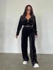 2026 New Style Women's Zip Up Hoodie Sweatshirt Set Long Sleeve Polo Collar Top with Pants Casual Tracksuit