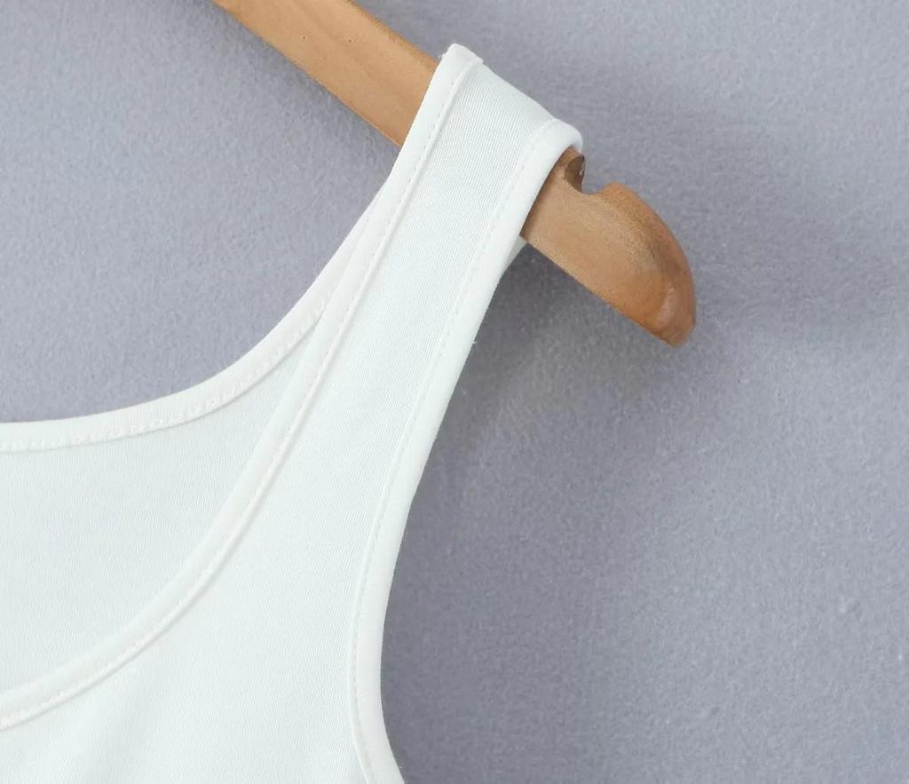 Chic French Square Neck High Elastic Sleeveless Mini Dress - Spring/Summer 2025 Collection