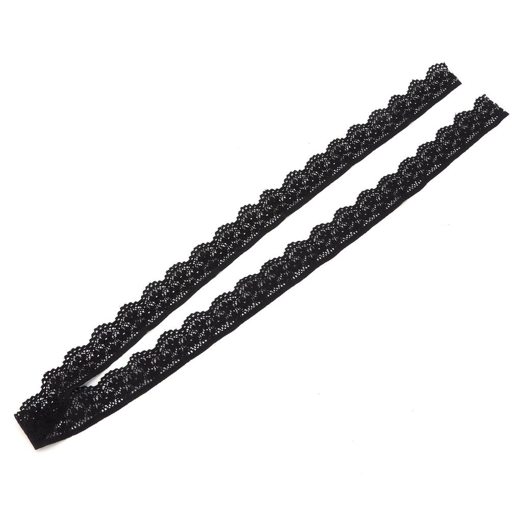 10 Yard Lace Ribbon 2.5cmWidth Black Single Side Wavy Nylon for Sewing Card Making