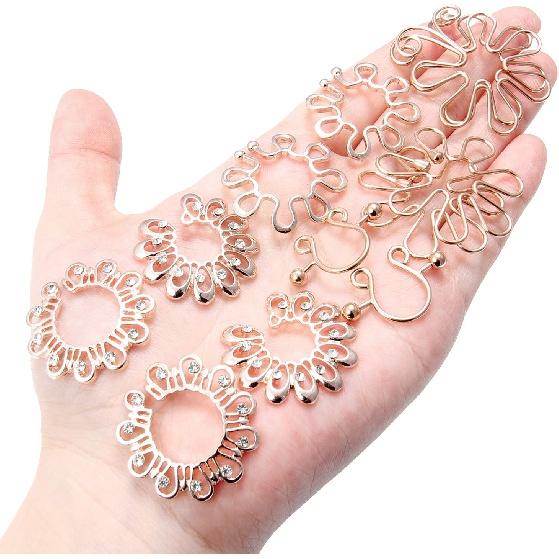 Lcolyoli 6 Pair Dummy Comforter Piercing Jewelry Adjustable Clip Nipple Ring Stainless Steel Non-Piercing Nipple for Women