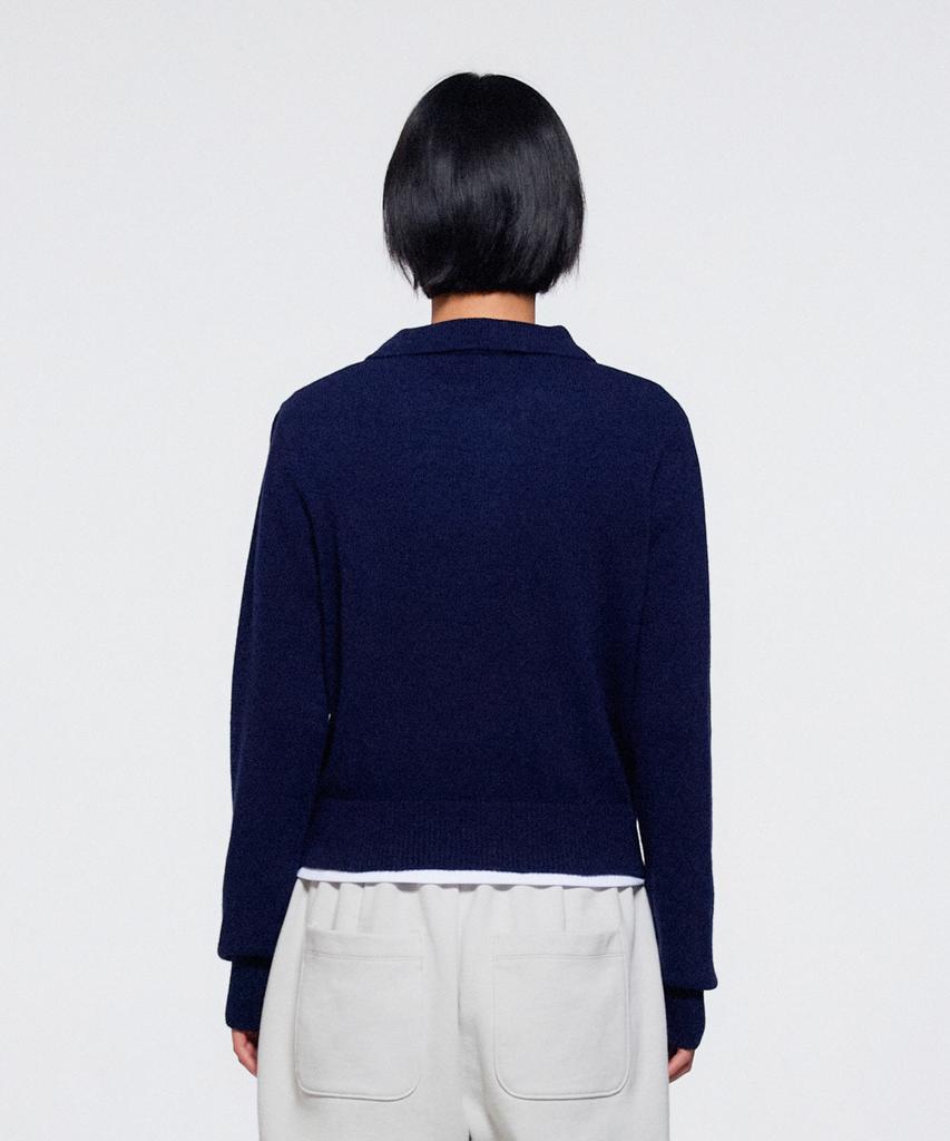 ERA Women Wool Blend Polo Sweater - Navy