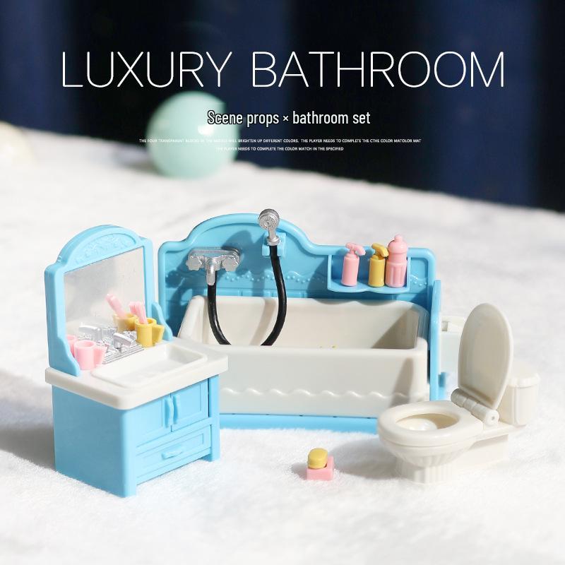 Mini Dollhouse Accessories: Bedroom & Kitchen Play Furniture Set