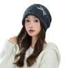Sweet and Cute Bow Embroidered Drawstring Cold Hat Autumn and Winter Fashion Versatile Pullover Hat Windproof and Warm Wool Hat Korean