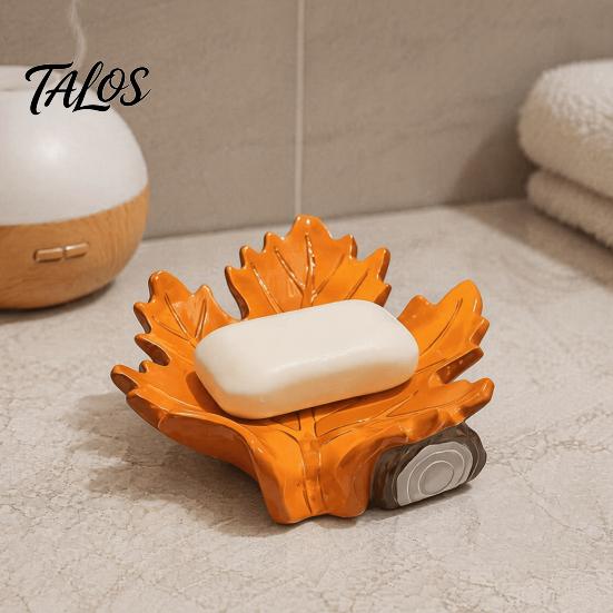 Elegant Resin Ornament for Home Creative Simulated Maple Leaf Soap Dish, Quick Drainage Laundry Modern Bathroom Sink Accessories Soap, Stylish
