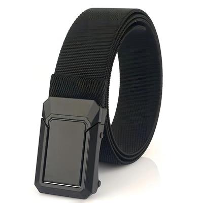 1 pieza Cinturón para hombre Cinturón táctico deportivo para exteriores Cómodo cinturón elástico tejido Hebilla metálica de presión Cinturón casual moderno neutro Cinturón para hombre