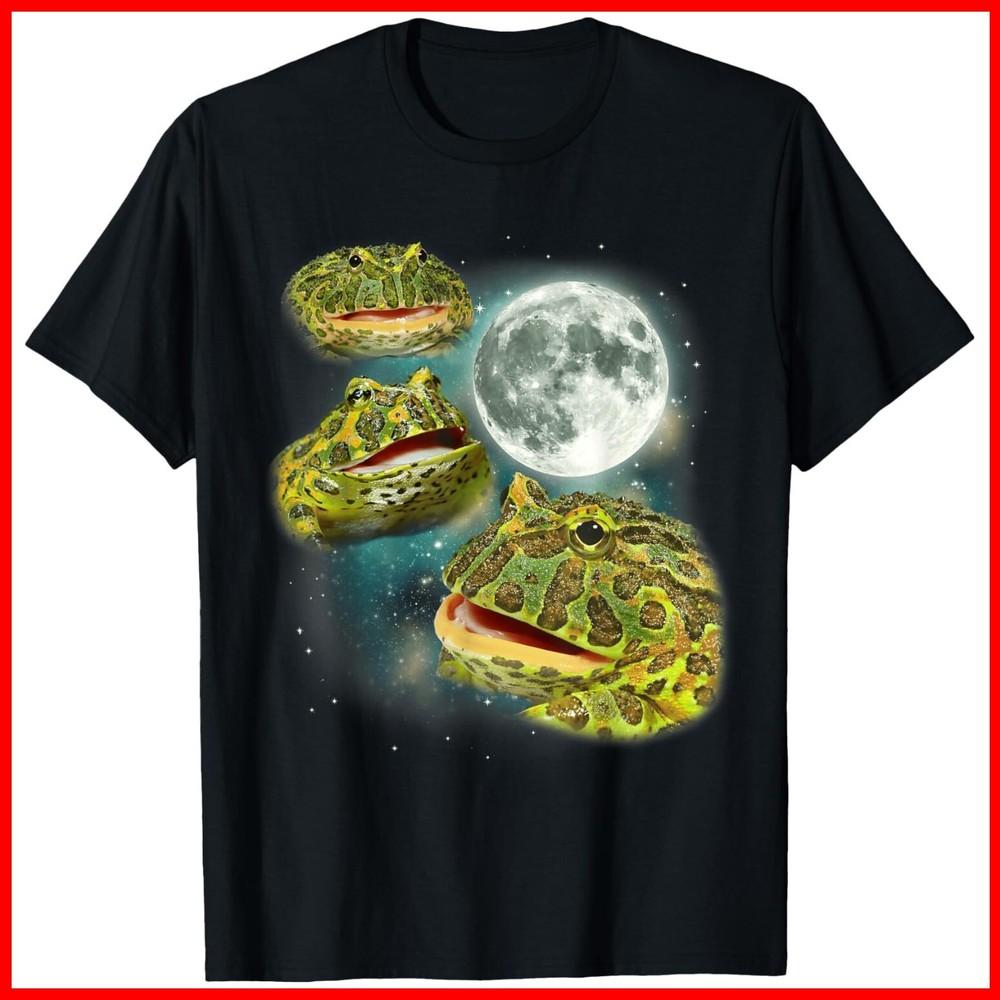 Three Frog Moon | 3 Pac Frogs Howl At The Moon Parody Meme Black Cotton T-Shirt Unisex T-Shirt L