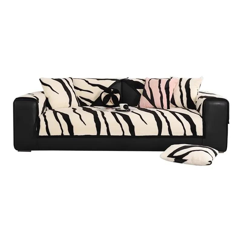 Plush Sofa Cushion  New Fashion Cushion Thickened Warm Straight Row Leather Sofa Anti-Slip Cover Cloth Towel Light Luxury