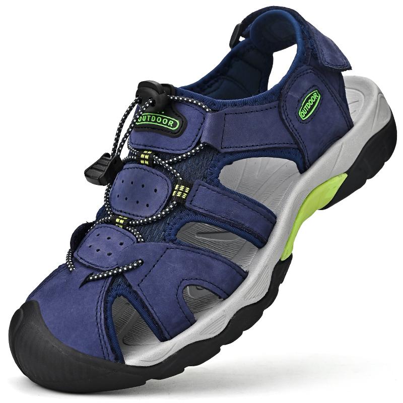 Fashion Summer Mens Casual Shoes Leather High Quality Non-Slip Outdoor Sandals Fashion Walking Beach Shoes for Men Breathable Mocassins