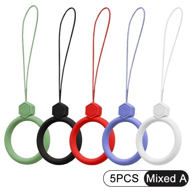 Silicone Wrist Strap Lanyard Mobile Phone Hanging Rope Finger Ring Anti-lost Straps Phone Lanyard For iPhone 16 Pro Max Samsung