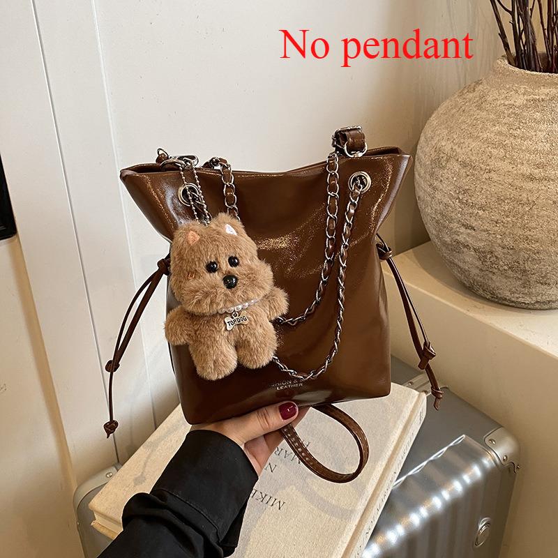 Retro Versatile Soft Pu Leather Shoulder Bags for Women Simple Ladies Bucket Handbags Portable Female Chain Crossbody Bag
