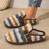 Fashion Women Slippers Fashion Outer Wear Style Women Cotton Slippers Retro Autumn Winter Warm Soft-soled Cotton Shoes Home Slides Women