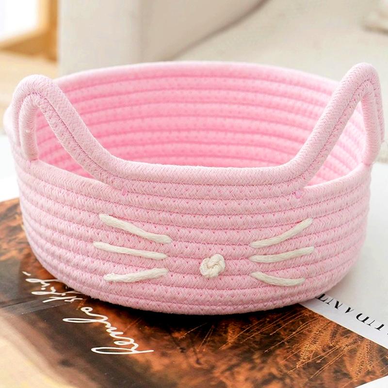 

1 шт. Модная симпатичная корзина для хранения кошачьих ушей, ручная работа, настольный органайзер, корзина для мелочей, экономящая место