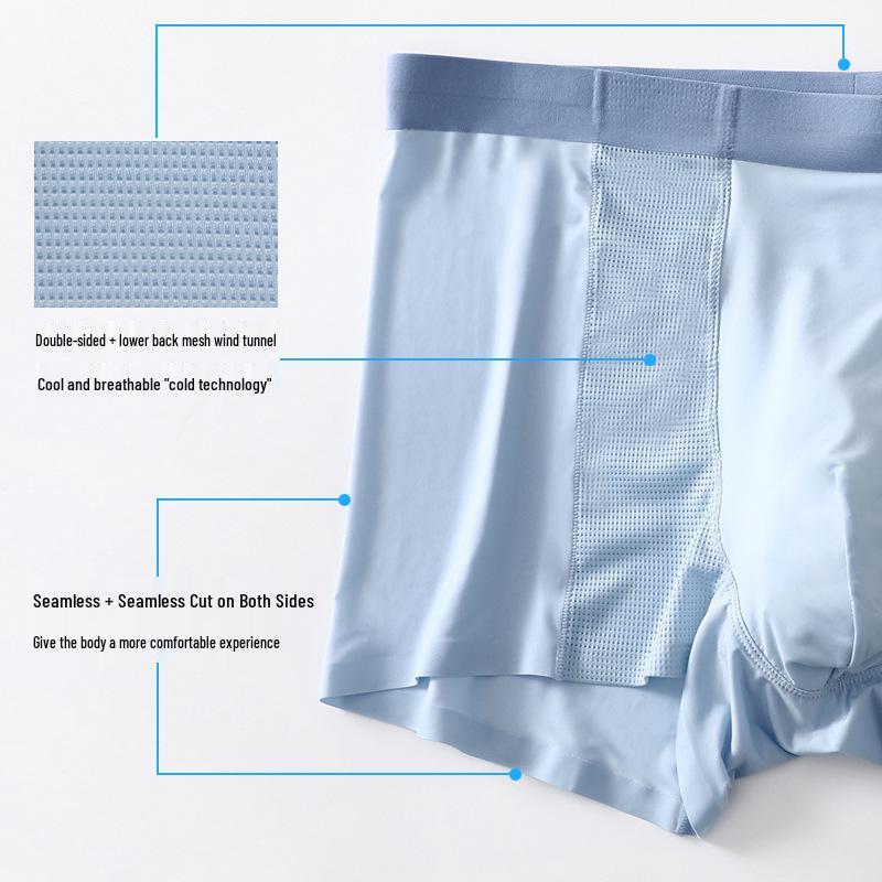 Men's Summer Ice Silk Seamless Briefs - 3-Pack, Breathable Mid-Rise Mesh Underwear