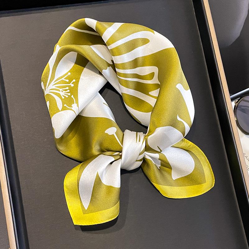 Fashion 100% Real Silk Scarf 53cm Square Bandelet Women's Silk Temperament Small Scarf Neck Decorative Wrap Printed Scarves