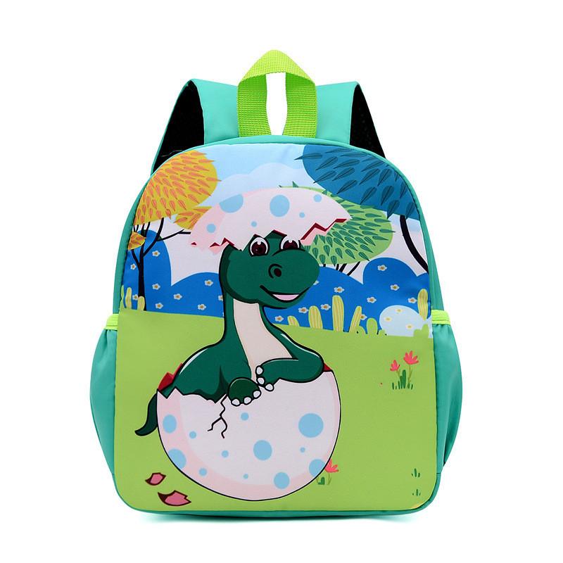 Adorable Cartoon Kids Backpack Oxford Fabric Breathable And Durable Cute Print Green