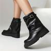 Fashion Designer Platform Flat Boots Women New Winter Fold Gothic Boot Buckle Zipper Fashion Brand Designer Ankle Boots Black White