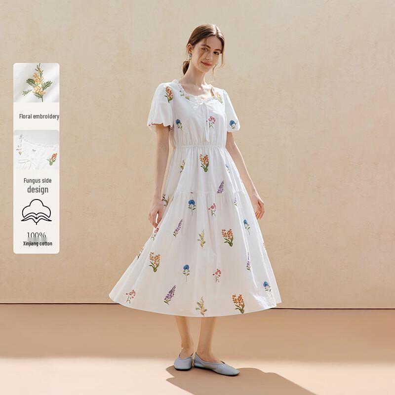 INMAN French Style Floral Print A-Line Dress XL