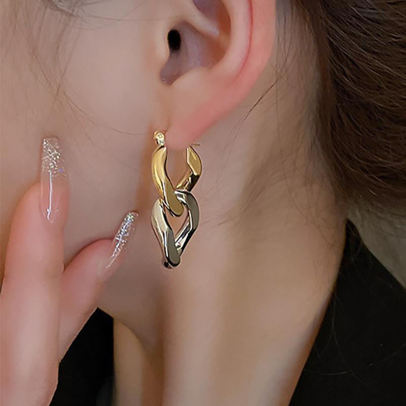 Foxanry Bicolor Earrings For Women Minimalist Vintage Elegant Party Jewelry Accessories Gifts