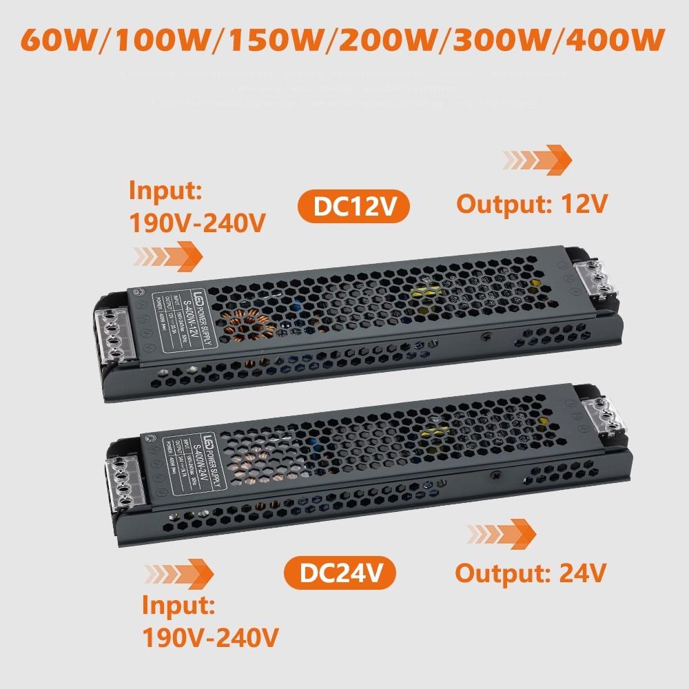 Upgrade Aluminium Alloy LED Driver Household 12V/24V Power Supply Portable Light Transformers for LED Light Strip