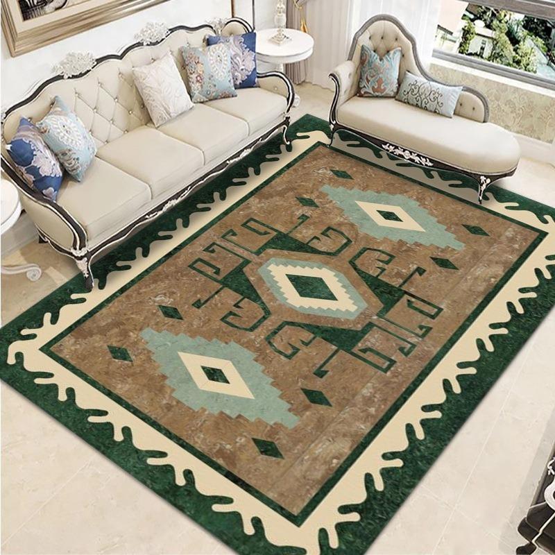 Retro Ethnic Style European-style Living Room Carpet Bohemian Non-slip Coffee Table Carpet Household Easy-to-take Crystal Velvet Carpet