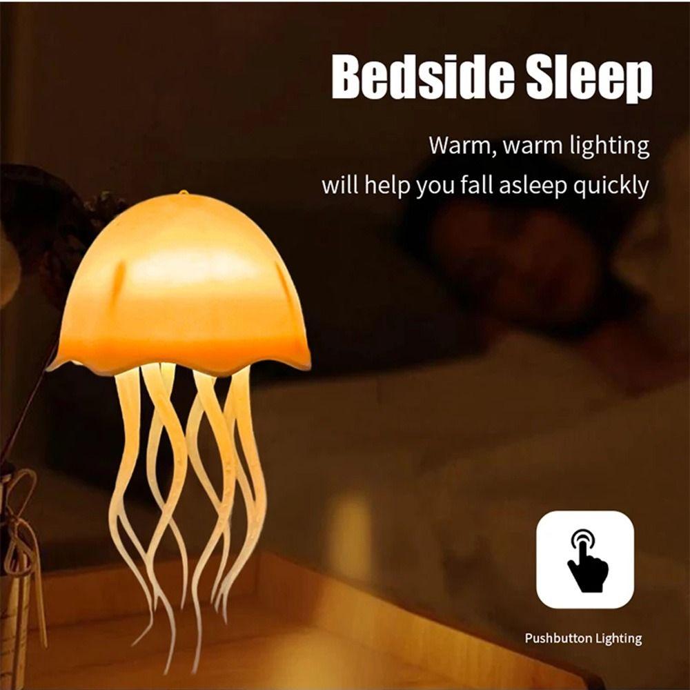 Warm/RGB Light Dynamic LED Night Light Cartoon Jellyfish Table Lamp  Outdoor
