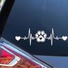 Reflective EKG Heart Paw Print Car Stickers - Cute Cat & Dog Footprint Decals