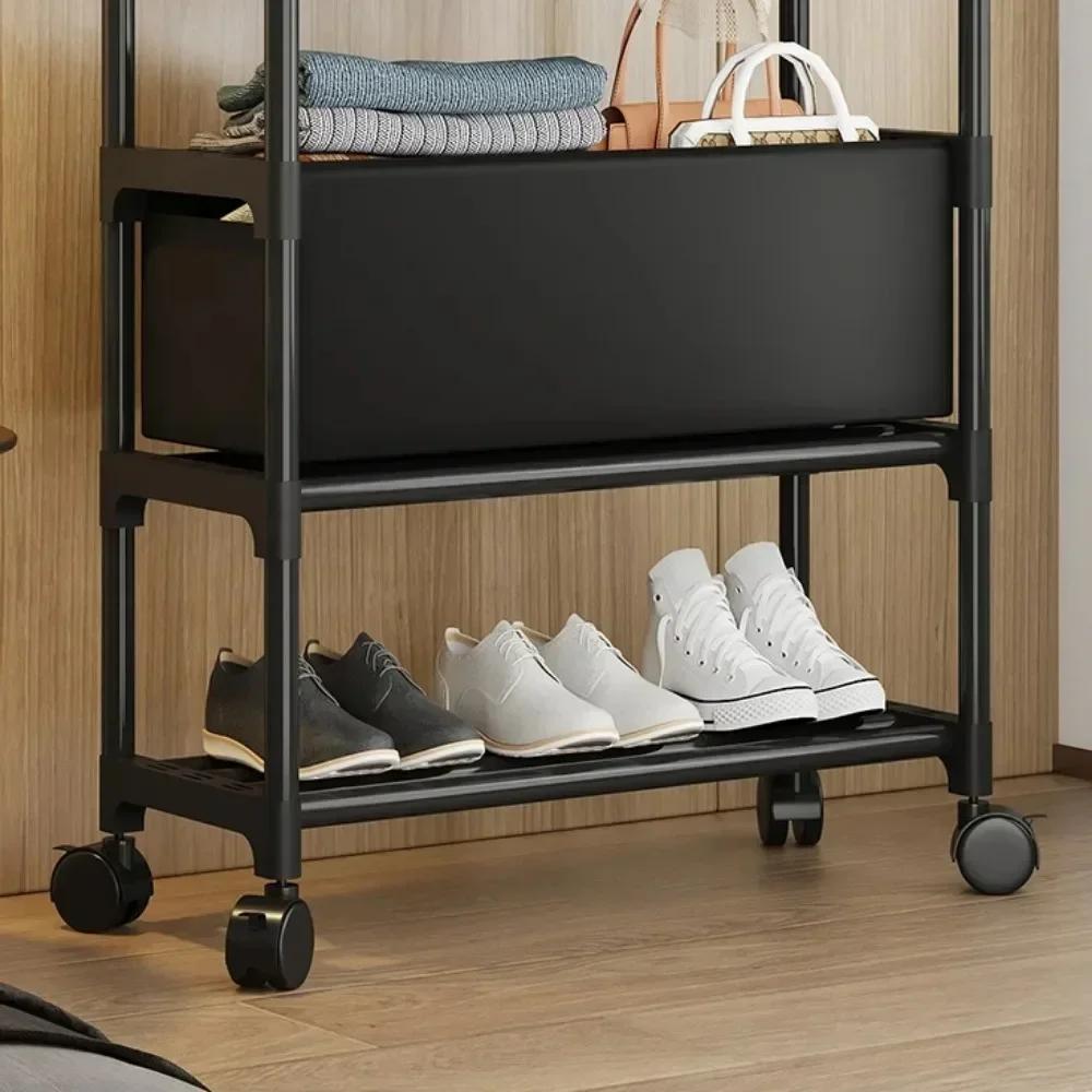 Wieszaki na ubrania Wielopoziomowe przechowywanie Łatwy w montażu wieszak na ubrania z półkami Stojący na kółkach Meble do przedpokoju Sypialnia Półka do przechowywania