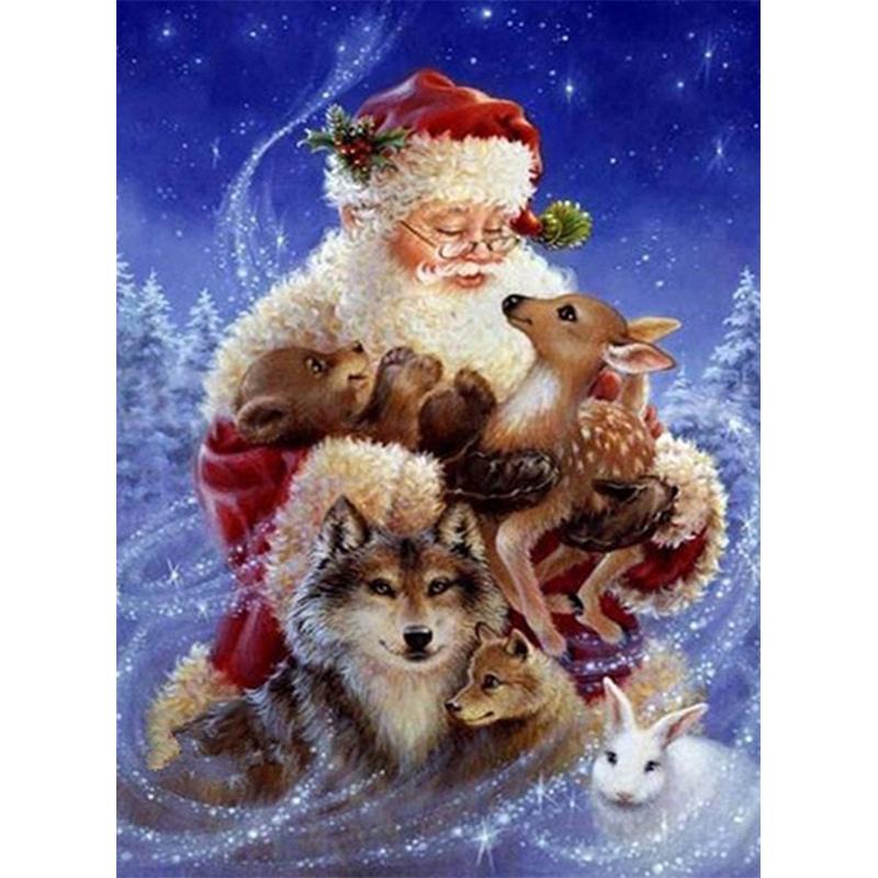Fai da te Cartone Animato Pupazzo di Neve Pittura Diamante 5D Trapano Rotondo Completo Babbo Natale Ricamo Diamante Regalo di Natale Kit di Ricamo Regalo