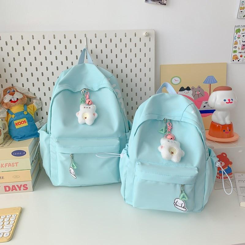 

Women s backpack alphabet casual high-value junior high school college student women s schoolbag ins niche large-capacity backpack Large single bag [without pendant] м ята зелений колір
