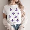 Women Tshirt Cartoon Purple Flower Floral 2025 Summer Spring T Shirt Female Clothes Graphic 90S Aesthetic Kawaii Tee Tops Lady