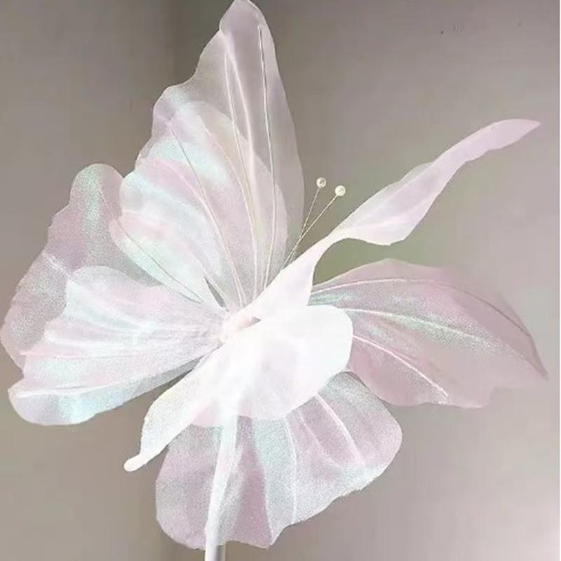 

1Pcs Silk Yarn Artificial Butterfly Decoration Birthday Party Supplies for Home Wedding DIY Photography Props Accessories 50cm белый