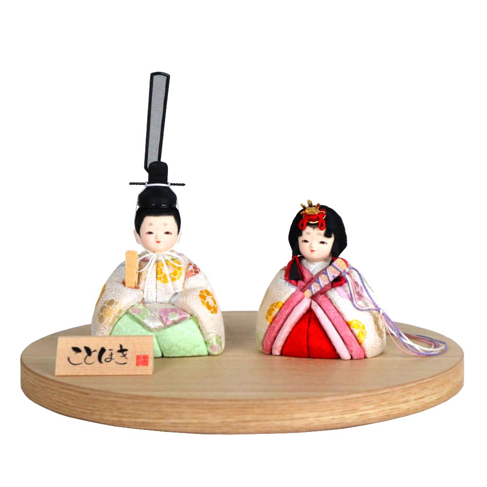 Hina Wooden Doll by Doll with Round Doll, Kotohoki, Haruka, Only, Tray, Natural, KTH-3201D2