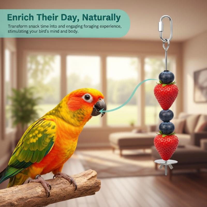 Durable Bird Cage Holder Stainless Steel Parrot Fork For Fruits And Vege