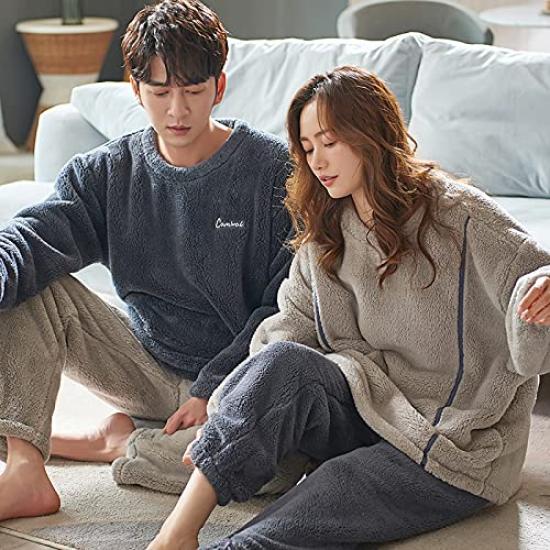 Matching Pajamas for Men and Long Couples Pajama Perfect for Perfect as a Gift for or Christmas D.IIZOO Women, Sleeve, Fall/Winter Set, Couples,