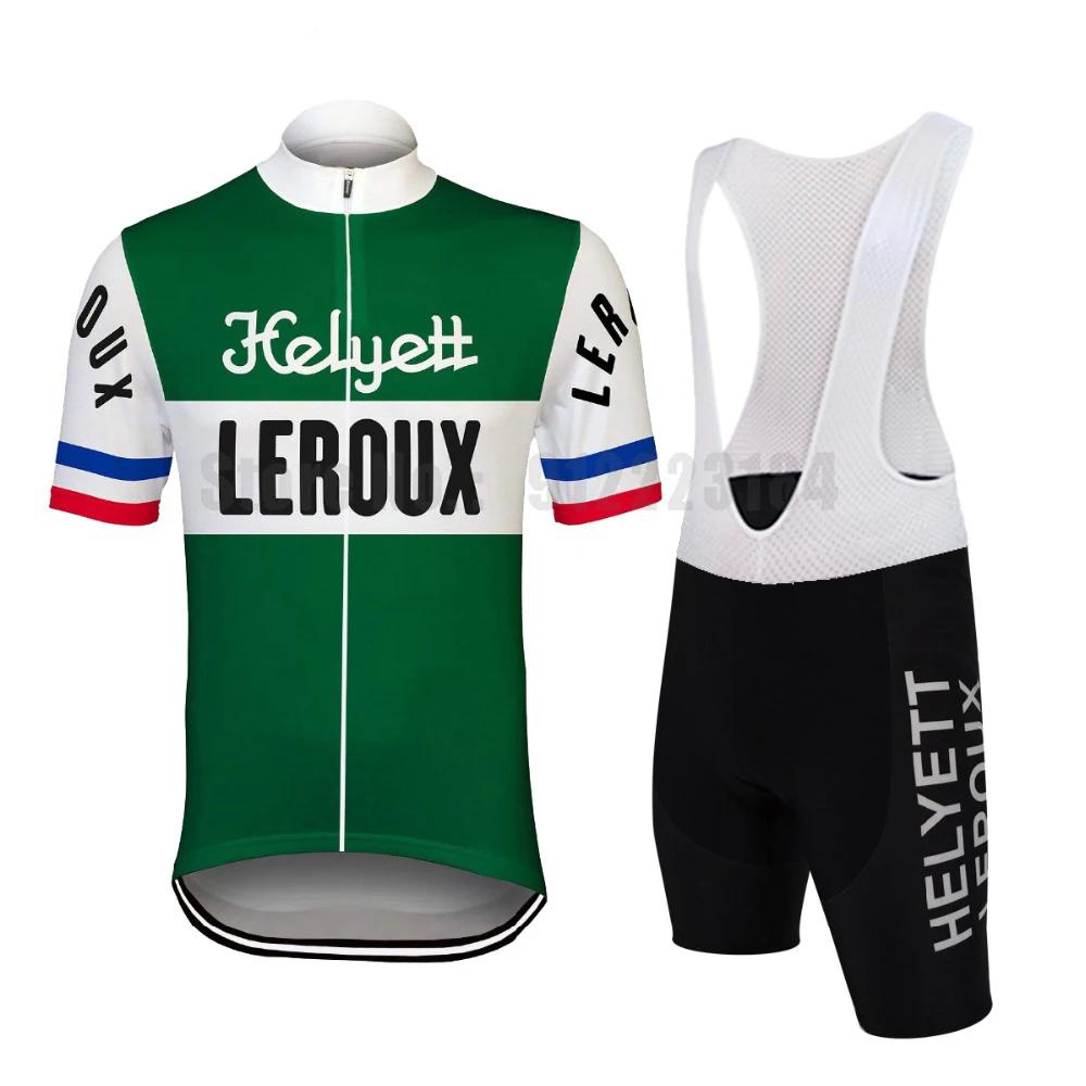 

Leroux Retro Short Sleeve Men Bib Shorts 9D Gel Pad Green Bike Jersey Maílllot Ciclismo Hombre 2026 Summer Breathable Cycling Suit Set 5XL