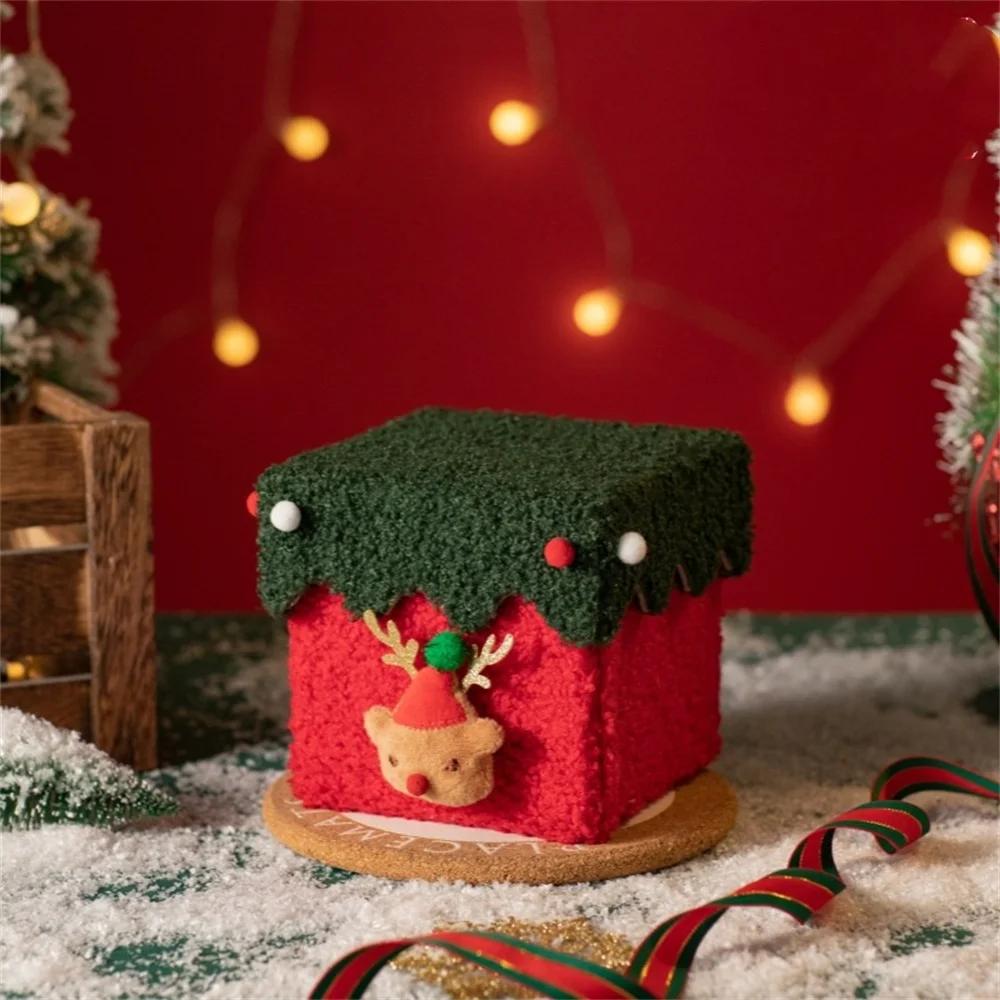 

Christmas Gift Box Felt Plush Reindeer Xmas Tree with Ribbon Multifunctional for Small Gifts Candy Treat Snacks Party Decor Other