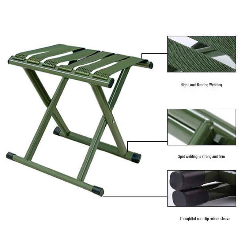 Large Portable Folding Thickened Metal Stool for Outdoor, Fishing, or Picnic Use.