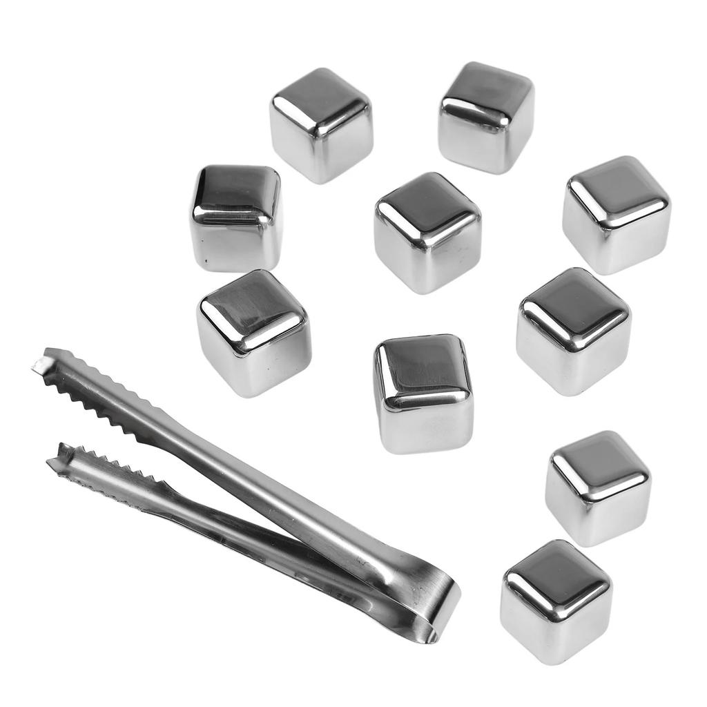 Stainless Steel Ice Cubes Reusable Food Grade 304 Quick Freeze Metal Cooling Cubes Anti Dilution Resistant for Home Party Bar To