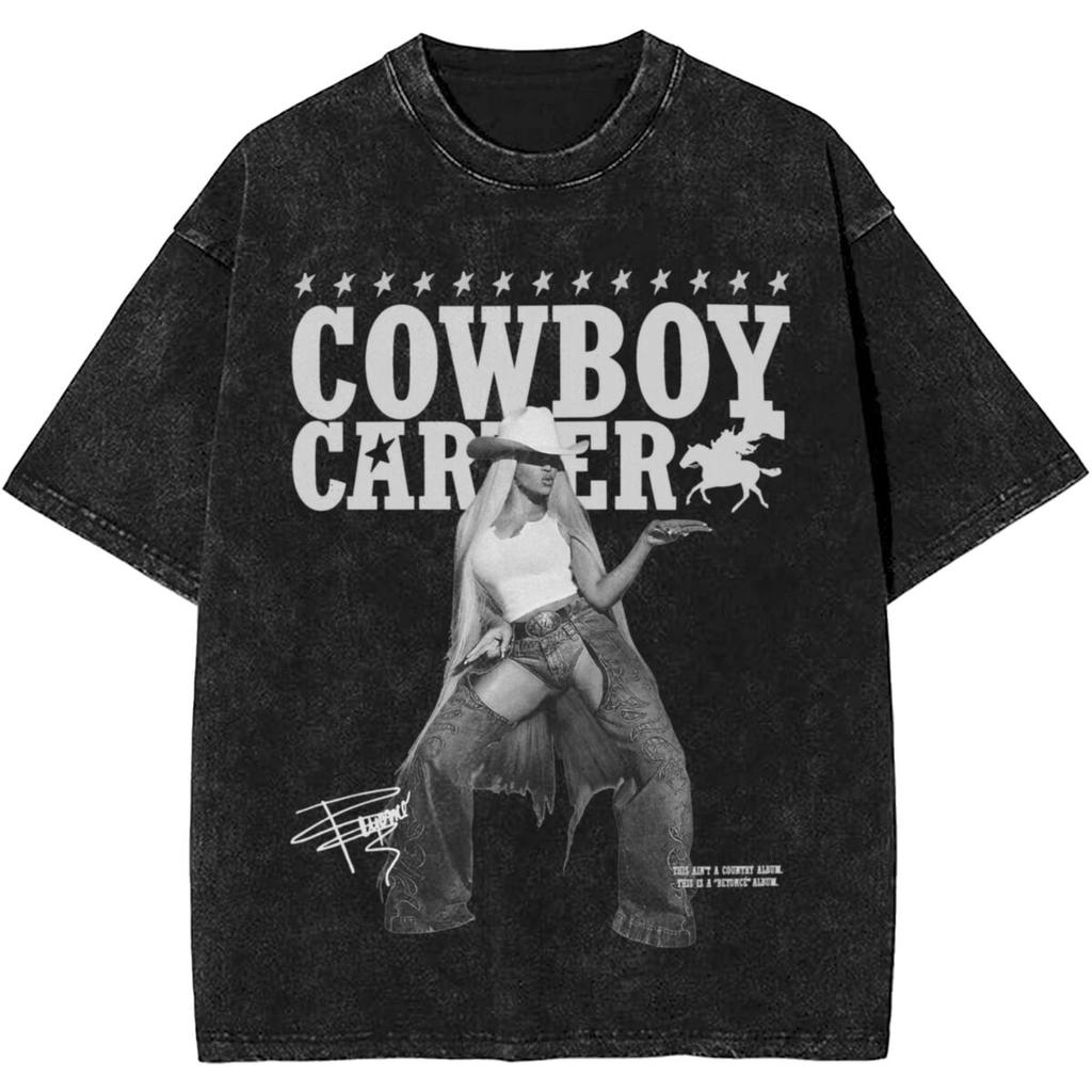Cowboy Carter Album Beyonce Strój na Trasę Koszulka Spłukana Mężczyźni Kobiety Streetwear Koszulki Letnie Topy Bawełna