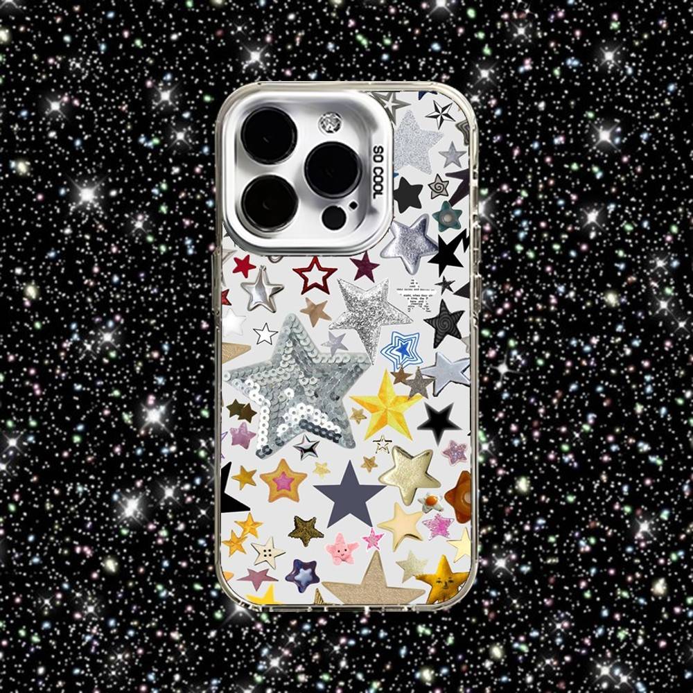 Y2k Star Phone Case For iPhone 16,15,14,13,12,11,Pro,XS,Max,Plus,Mini,SE White Candy Matte Shockproof Cover