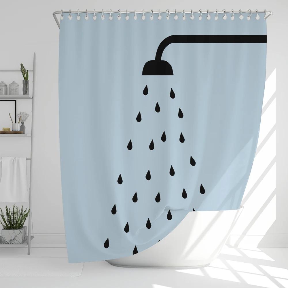 Bathroom Nordic Wind Geometry Shower Curtain Shower Head Abstract Minimalist Art Polyester Fabric Shower Curtain with Hooks