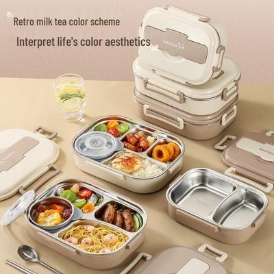 Microwavable Multi-Layer 304 Stainless Steel Lunch Box with Lid - Portable & Insulated Bento Container for Students