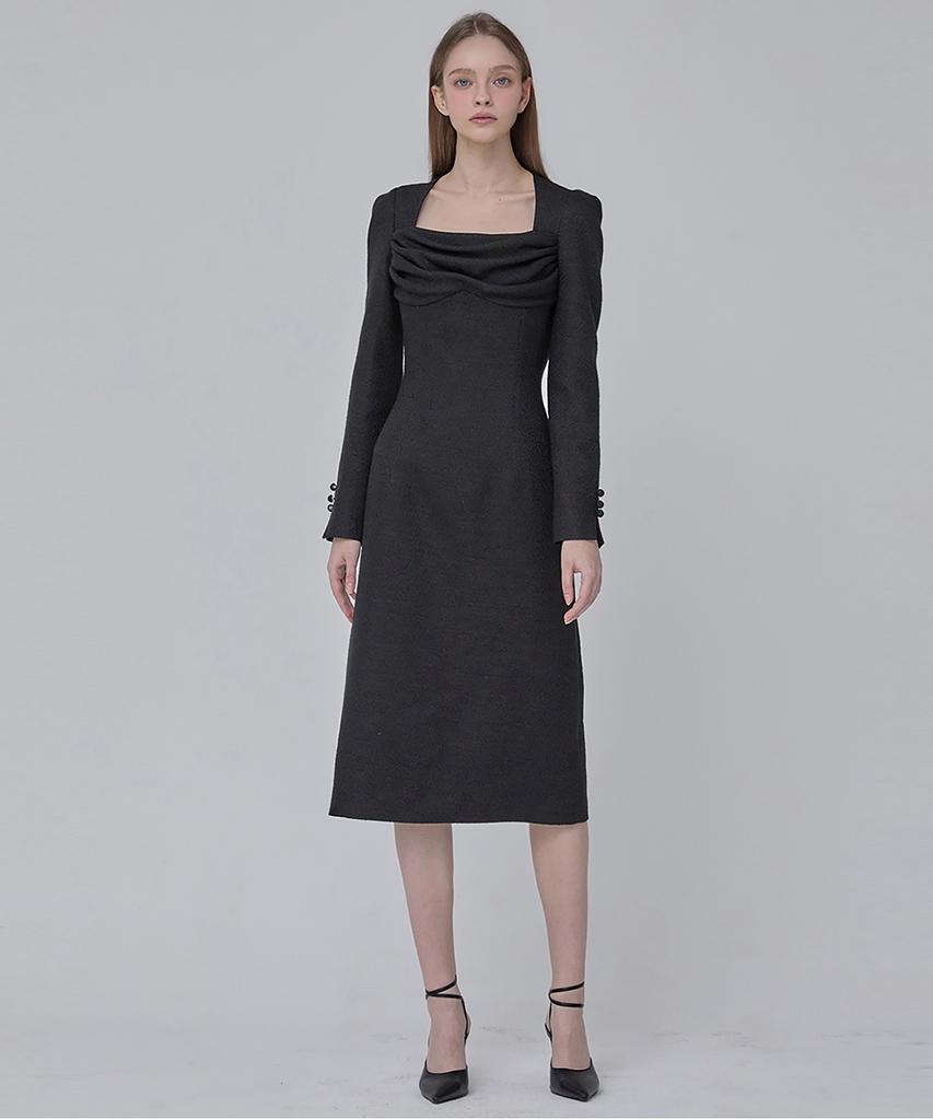 JULIY&CALLA 24 Fw Collar 108 Dear Vivian Tweed Dress Black