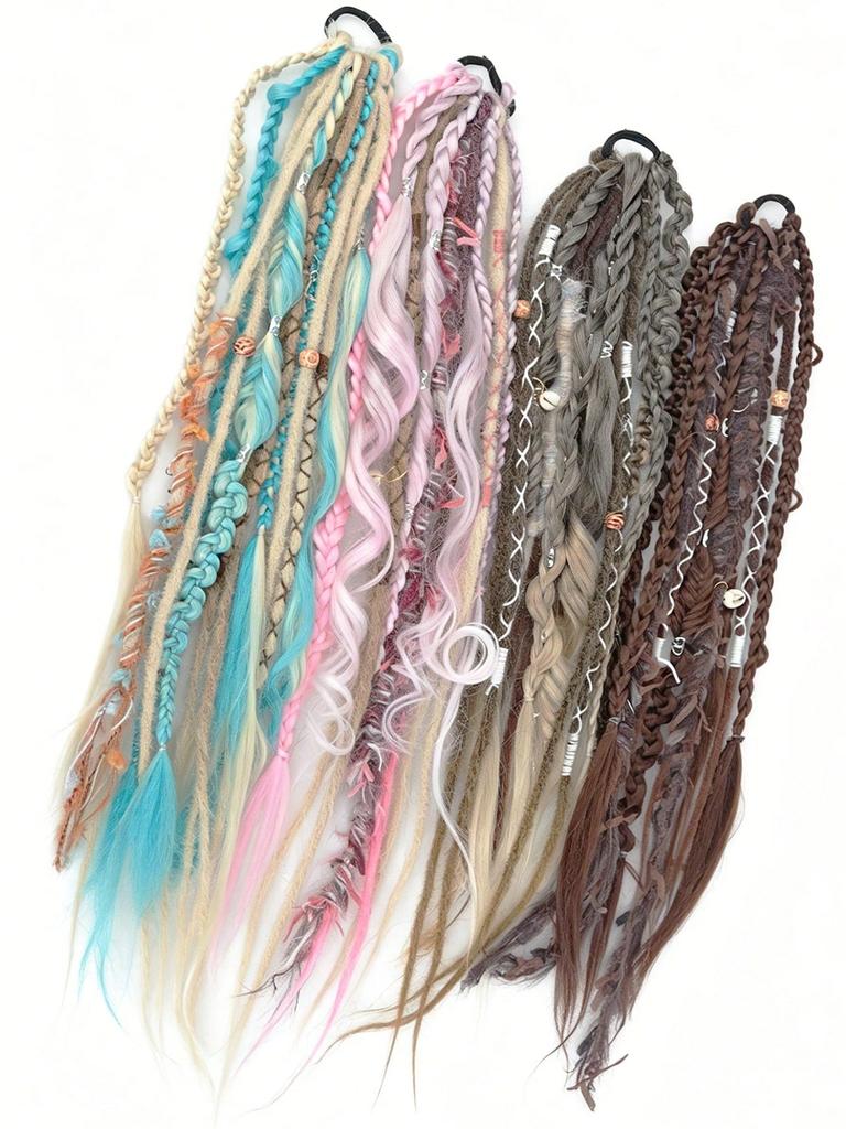 New Elastic Dreadlock Ponytail, Bohemian Style Hair Tie, Braided Ponytail Hair Extensions, DIY Dreadlock Ponytail Hair Extensions