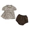 Girls' Summer Linen Cotton Floral Doll Shirt & Shorts Set