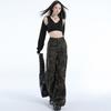 Women's American Retro Camo Work Pants: Spring High Street, Hip Hop Style, Loose Micro Flare, Floor-Length, Drape Casual Trendy.