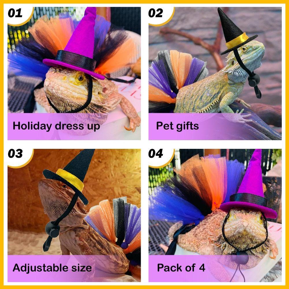 Funny Mini Pet Halloween Costume Comfortable Adjustable Hat Lizard Witch Costume Set Decorative Soft Lizard Witch Costume