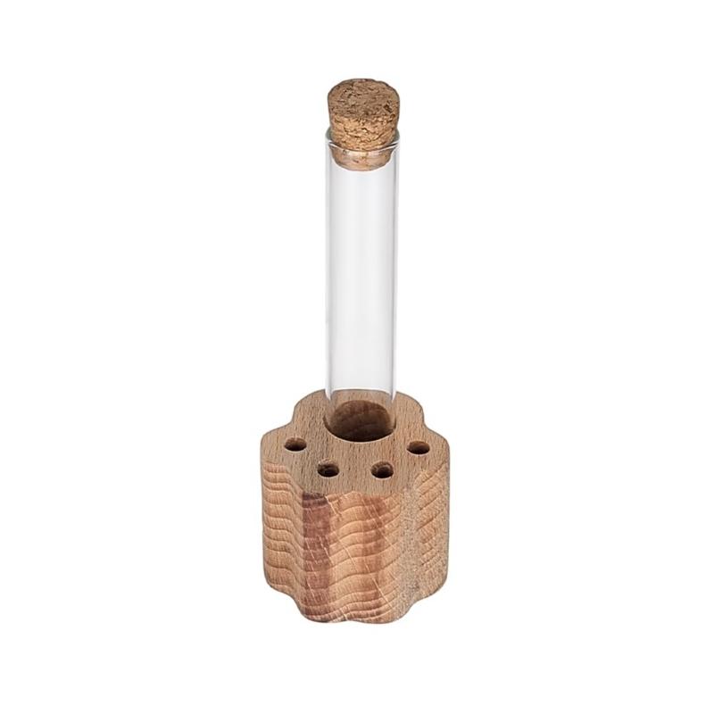 Wooden Pet Whiskers Keepsakes Bottles with Natural Wood Base Elegant Memorial Gift for Cats Hair Memorial Display